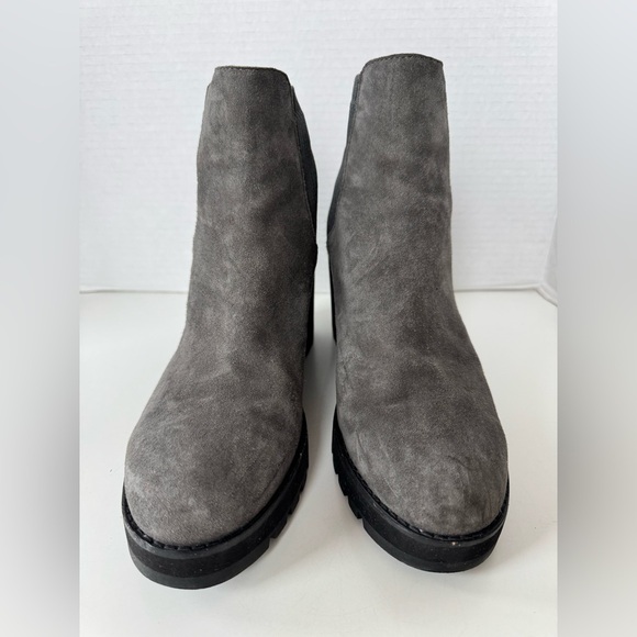 Eileen Fisher Adele Graphite Suede Wedge Booties Ankle Boots Women’s Size 9.5 - Picture 3 of 9